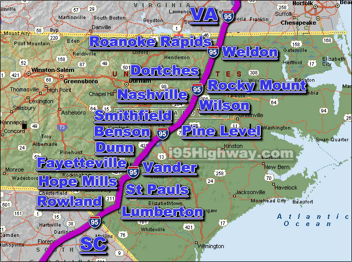 I95 North Carolina Driving Distance